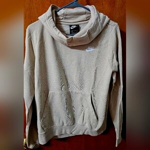 Nike Tan Relaxed Fit Hoodie with Funnel Neck Women's Small